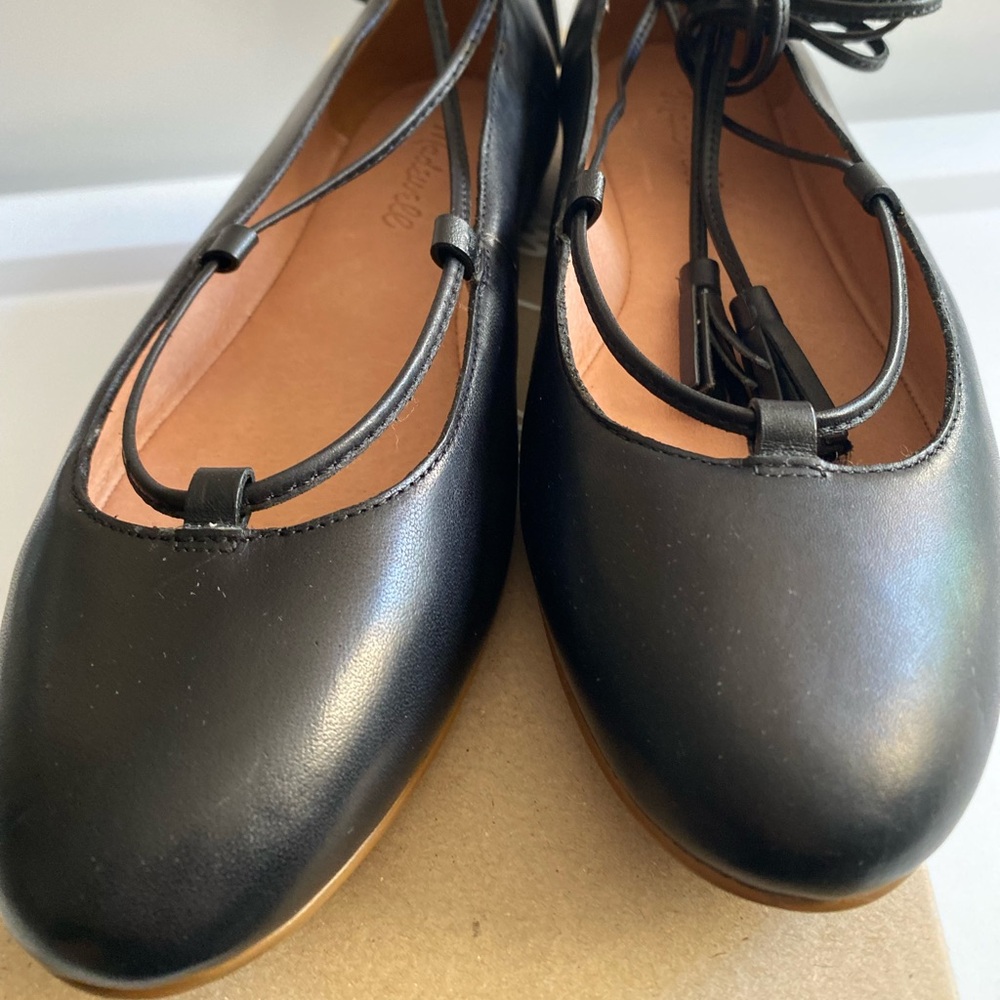 Madewell Lace-up Black Leather Flats